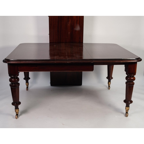 157 - VICTORIAN MAHOGANY WIND-OUT DINING TABLE WITH THREE ADDITIONAL LEAVES, of typical form with rounded ... 