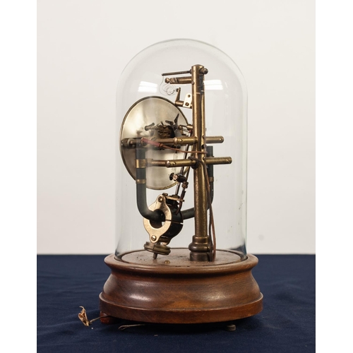 44 - AN EARLY TWENTIETH CENTURY ELECTRO-MAGNETIC 800 DAYS CLOCK, beneath a glass dome