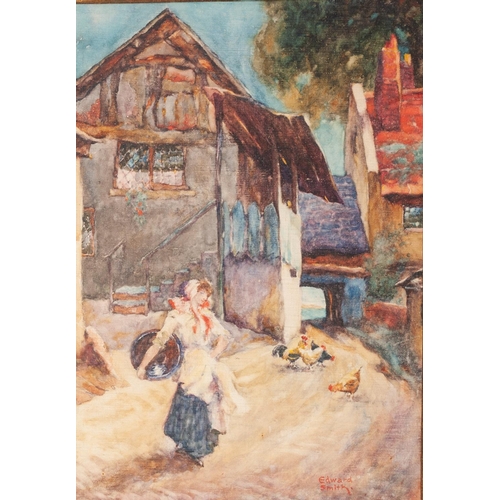 275 - EDWARD SMITH (fl.1904-23) 
WATERCOLOURS, A PAIR 
Rustic scenes with respectively a mother and child ... 