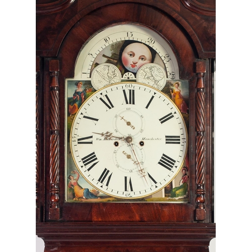 37 - WM RICHARDSON, MANCHESTER, EARLY 19th CENTURY FIGURED MAHOGANY LONGCASE CLOCK WITH 8 DAYS STRIKING M... 