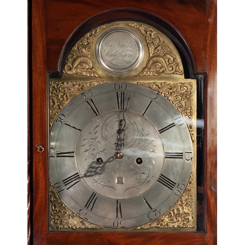 33 - MEX NIMMO, LINLITHGOW, No 208, GEORGE III FIGURED MAHOGANY LONGCASE CLOCK WITH 8 DAYS STRIKING MOVEM... 