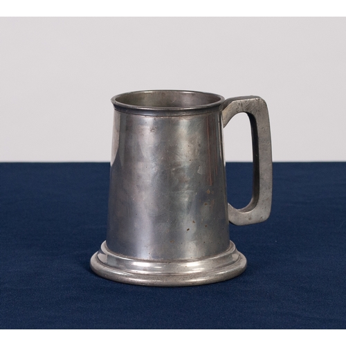 75 - ANTIQUE PEWTER FOOTED AND LIDDED BALUSTER LARGE TANKARD OR MEASURE, engraved with stylised flowers, ... 