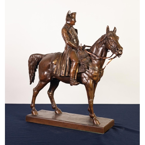 80 - LOUIS MARIE MORISE (1818-1883), LATE NINETEENTH CENTURY BRONZE EQUESTRIAN GROUP OF NAPOLEON BONAPART... 