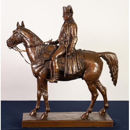 80 - LOUIS MARIE MORISE (1818-1883), LATE NINETEENTH CENTURY BRONZE EQUESTRIAN GROUP OF NAPOLEON BONAPART... 