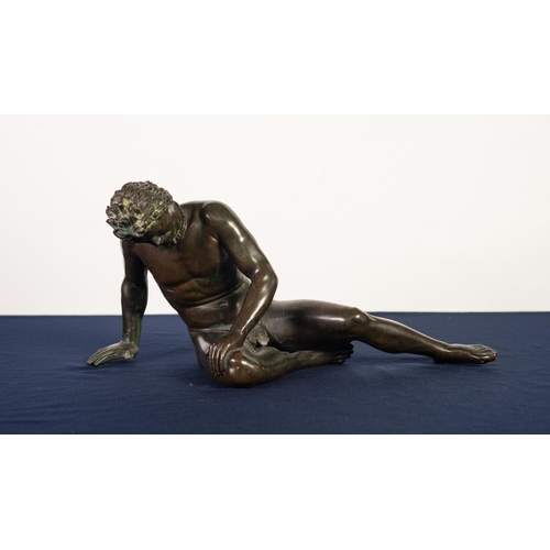 84 - AFTER THE ANTIQUE, A NINETEENTH CENTURY PATINATED BRONZE FIGURE, ‘THE DYING GAUL, 8” (20.3cm) high, ... 