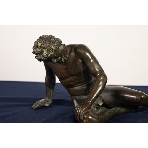 84 - AFTER THE ANTIQUE, A NINETEENTH CENTURY PATINATED BRONZE FIGURE, ‘THE DYING GAUL, 8” (20.3cm) high, ... 