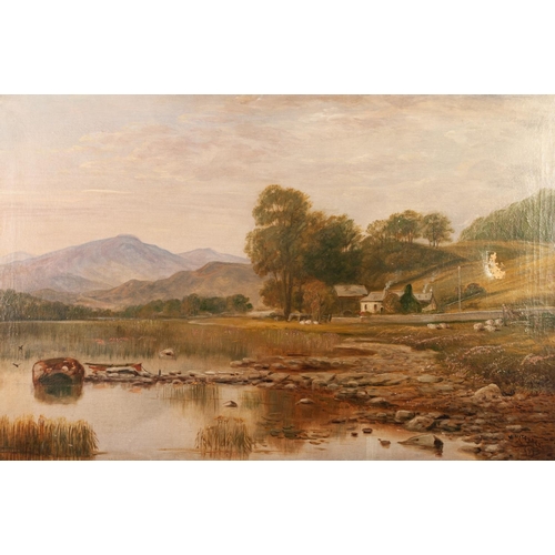 183 - WILLIAM MITCHEL OF MARYPORT (1806 - 1900)
OIL PAINTING ON CANVAS
'Knab Cottage, Rydal Water'
Signed ... 