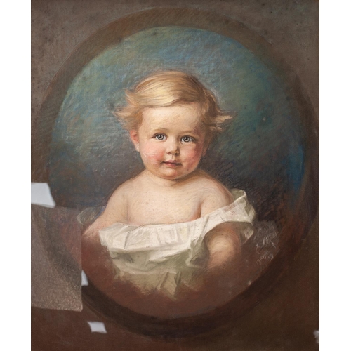 244 - E. EYRES (EARLY 20th CENTURY)
TWO PASTEL DRAWINGS
Portraits of an infant and a young boy in drawn ov... 