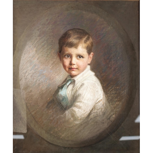 244 - E. EYRES (EARLY 20th CENTURY)
TWO PASTEL DRAWINGS
Portraits of an infant and a young boy in drawn ov... 