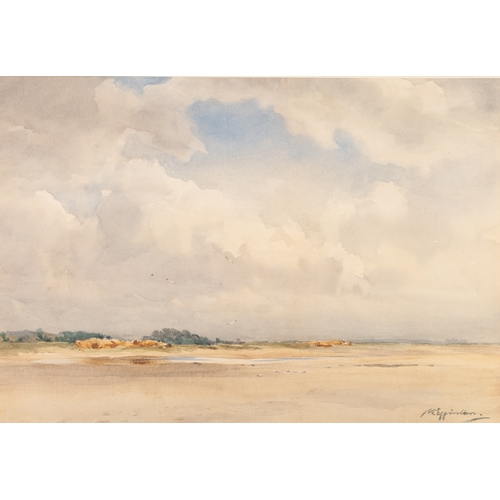 247 - WYCLIFFE EGGINGTON (1875 - 1951)
WATERCOLOUR DRAWING
Coastal landscape with low horizon
Signed lower... 