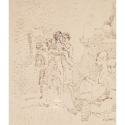 255 - WALTER BAYES R.W.S. (1869 - 1956)
PEN AND SEPIA INK WITH PALE BLUE CRAYON
Study of seated and dancin... 