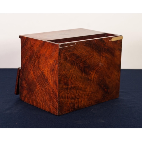 63 - GOOD QUALITY NINETEENTH CENTURY FIGURED WALNUT LADIES WRITING/ STATIONERY BOX, of oblong form, the t... 