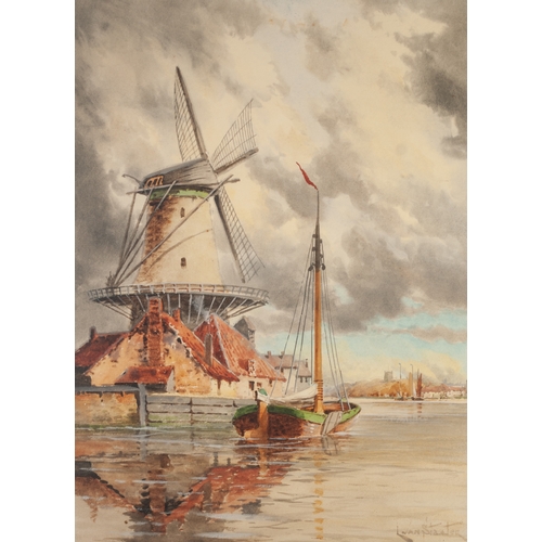 258 - LOUIS VAN STAATEN (HERMANUS II KOEKKOEK), (1836-1909)
WATERCOLOUR DRAWING
Dutch canal scene with win... 