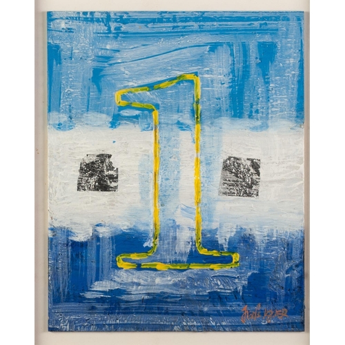 305 - JENS KJAER (b.1938) 
MIXED MEDIA 
‘1’ 
Signed 
9 ¾” x 7 ¾” (24.8cm x 19.7cm)