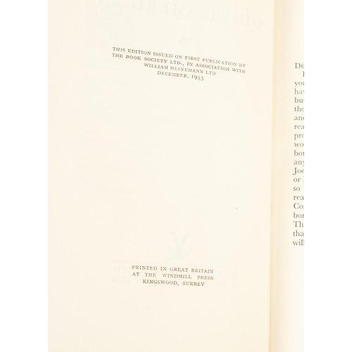 43 - GRAHAM GREENE, THE QUIET AMERICAN, issued on first publication by the Book Society Ltd. in associati... 