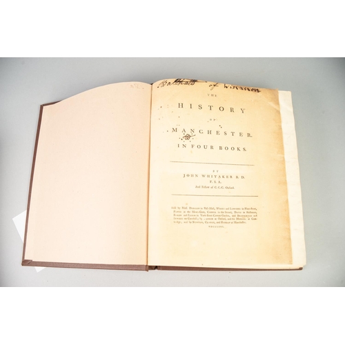 90 - WHITAKER, THE HISTORY OF MANCHESTER, printed for Joseph Johnson, volume 2 1771 & 1775, uniformly bou... 