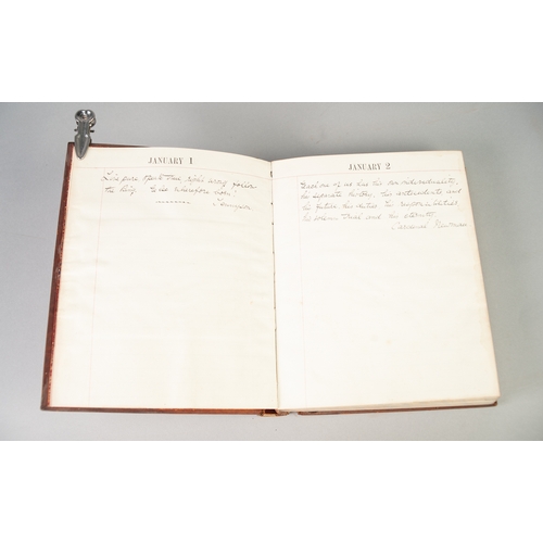 132 - MANUSCRIPT - HANDWRITTEN DIARY OF QUOTATIONS, c. 1900, each day has a quotation from various authors... 