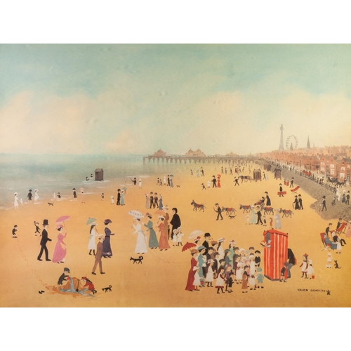 272 - HELEN BRADLEY 
ARTIST SIGNED COLOUR PRINT 
Punch and Judy, Blackpool Beach 
Signed and with blind st... 