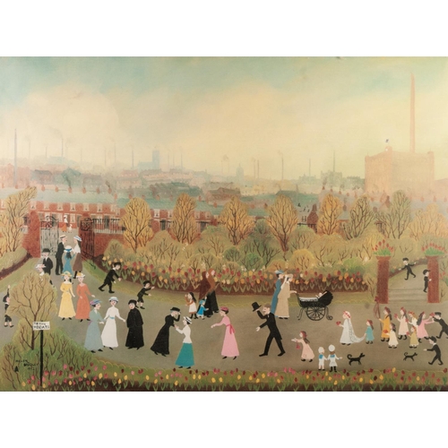 275 - HELEN BRADLEY 
ARTIST SIGNED COLOUR PRINT 
The Park on May Day 
Signed and with blind stamp 
17 ½” x... 