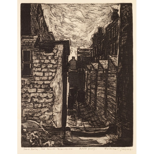 257 - NORMAN C. JAQUES (1926-2014) 
TWO ARTIST SIGNED BLACK AND WHITE ETCHINGS 
‘Back Entry, All Saints, M... 