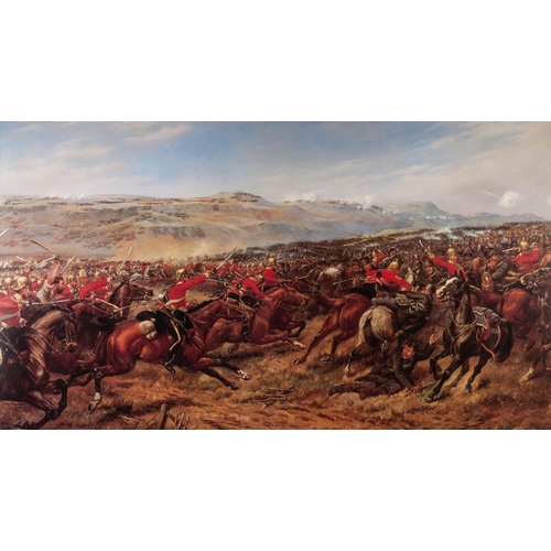 200 - ‘THE CHARGE OF THE HEAVY BRIGADE’ 
COLOUR PRINT 
19” X 33 ½” (48.2cm x 85cm) 
COLOUR PRINT OF A REVE... 