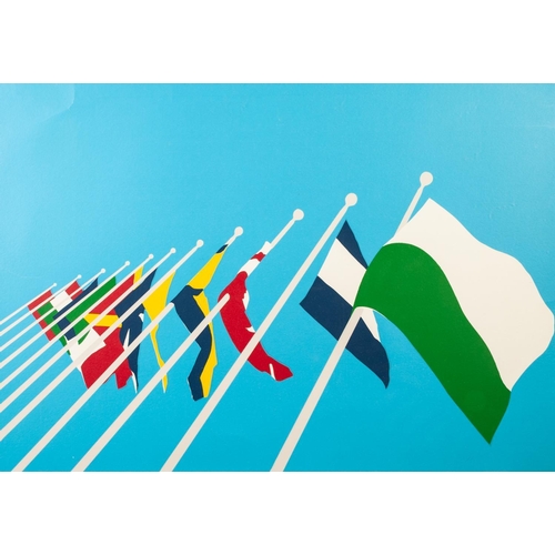 227 - A. BAINES 
ARTIST SIGNED LIMITED EDITION COLOUR PRINT 
‘Flags from the Wonderland of the World’, (3/... 