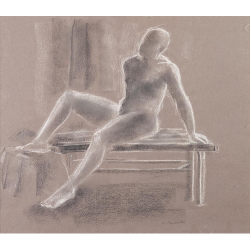 287 - WALTER NICHOLLS
BLACK AND WHITE CHALK DRAWING ON BUFF PAPER
'Simon', a naked life study
Signed lower... 