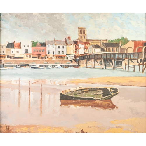 378 - Norman Gristwood (Gastwood) (Shoreham by Sea) 
Oil painting on board 
‘River Adur at Footbridge’ 
Mo... 