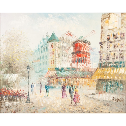 375 - CAROLINE BURNETT (TWENTIETH/ TWENTY FIRST CENTURY) 
SUITE OF FOUR OIL PAINTINGS 
Parisienne street s... 