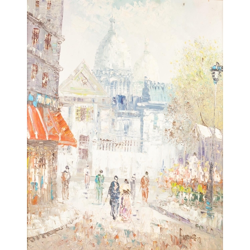 375 - CAROLINE BURNETT (TWENTIETH/ TWENTY FIRST CENTURY) 
SUITE OF FOUR OIL PAINTINGS 
Parisienne street s... 