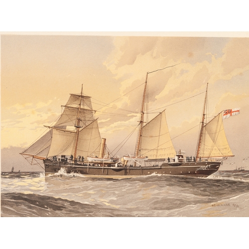 186 - FOURTEEN, NINETEENTH CENTURY AND LATER COLOUR BOOK PLATE PRINTS OF SHIPPING including military
7” x ... 