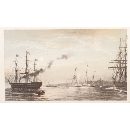 186 - FOURTEEN, NINETEENTH CENTURY AND LATER COLOUR BOOK PLATE PRINTS OF SHIPPING including military
7” x ... 