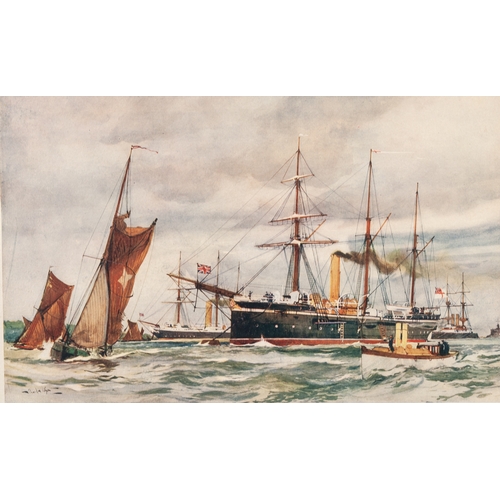 188 - THIRTY EIGHT COLOUR BOOKPLATE PRINTS OF EIGHTEENTH CENTURY AND LATER BRITISH MILITARY SHIPPING
7” x ... 