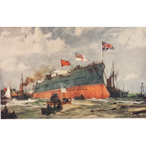 188 - THIRTY EIGHT COLOUR BOOKPLATE PRINTS OF EIGHTEENTH CENTURY AND LATER BRITISH MILITARY SHIPPING
7” x ... 