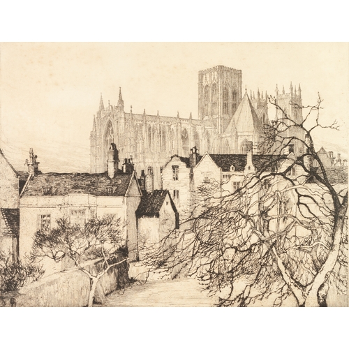 180 - M M RUDGE
ETCHING
York Minster from City Walls
Exhibited at Royal Academy 1929 and 
ANOTHER BY SAME ... 