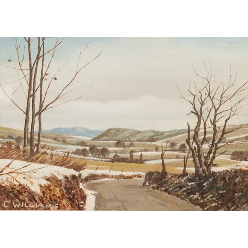 267 - CHARLIE WILLIAMS (TWENTIETH CENTURY) 
OIL PAINTING  
Cheshire Landscape 
Signed 
4 ¾” x 6 ¾” (12cm x... 