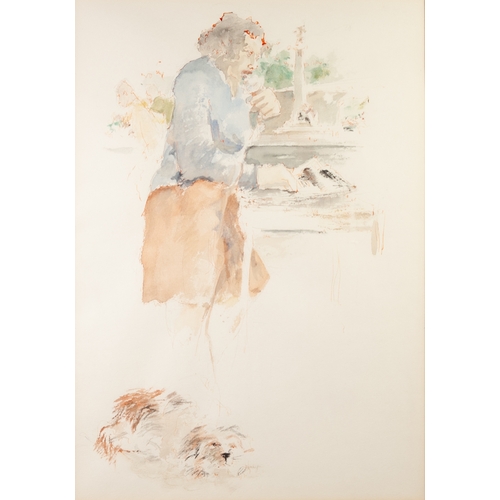 346 - VAN TILBURY (TWENTIETH CENTURY) WATERCOLOUR  
Figure standing beside a window 
Unsigned, attributed ... 