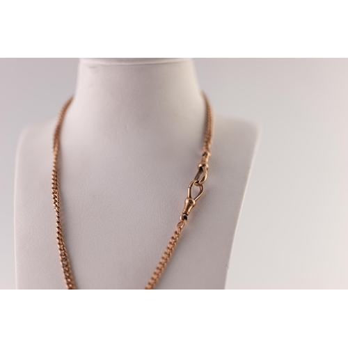 218 - 9ct GOLD CURB LINK ALBERT CHAIN, with T-bar and clips, length 38cm, 16.7g