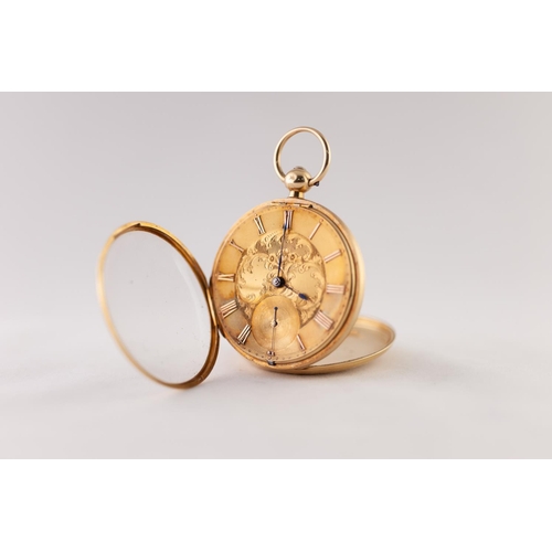 131 - E. BRUNNER, HULL, VICTORIAN 18ct GOLD OPEN FACED POCKET WATCH with keywind movement, number 6494, wi... 