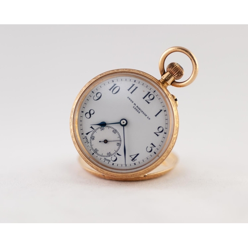 133 - GWEN AND ROBINSON LTD, LEEDS (retailers) 18K GOLD OPEN FACED POCKET WATCH, with Swiss keyless moveme... 