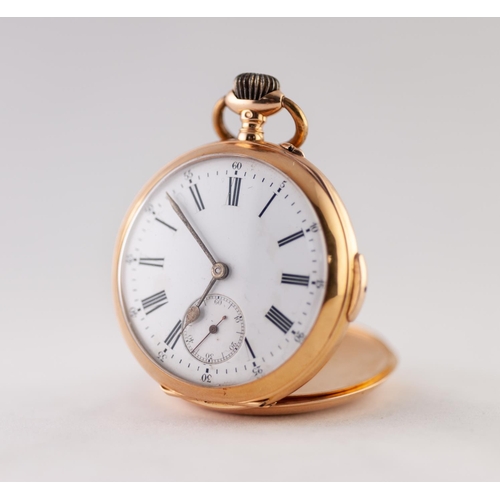 137 - FRENCH EARLY 20th CENTURY GOLD COLOURED METAL OPEN FACED POCKET WATCH with keyless quarter repeating... 