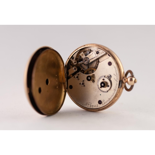 141 - EARLY 20TH CENTURY 14ct GOLD OPEN FACED KEYWIND POCKET WATCH, the 15 jewels patent lever movement ha... 