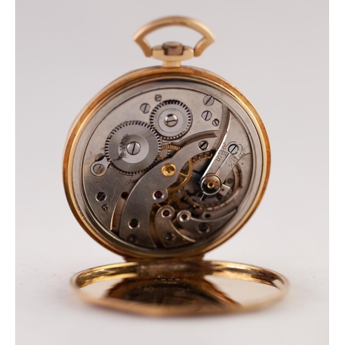 142 - GENTLEMAN'S 18ct TWO COLOUR GOLD OPEN FACED POCKET WATCH, with keyless movement, circular silvered a... 