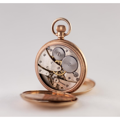 149 - FEDERAL, SWISS 9ct GOLD FULL HUNTER POCKET WATCH, with keyless seven jewels movement, white arabic d... 