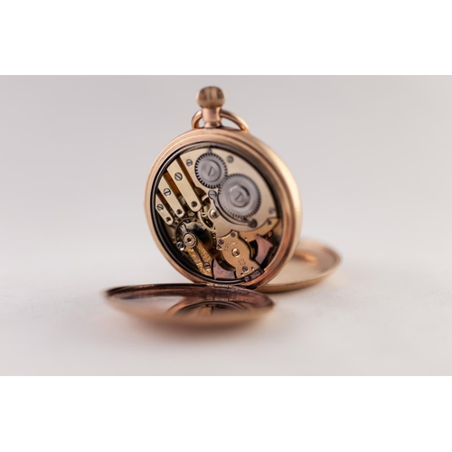 151 - 9ct GOLD FULL HUNTER POCKET WATCH, with keyless movement, white roman dial with subsidiary dial, pla... 