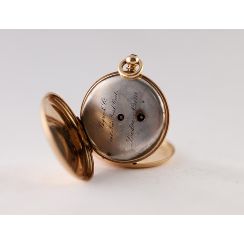 165 - 18k GOLD LADY'S DEMI HUNTER POCKET WATCH with keywind movement, white roman dial with subsidiary sec... 