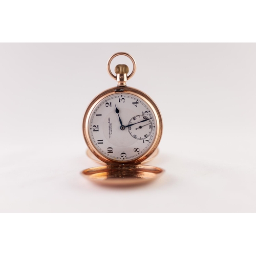 172 - THOMAS RUSSELL & SONS, LIVERPOOL, 9ct GOLD FULL HUNTER POCKET WATCH, with keyless jewelled Swiss mov... 