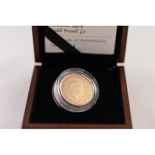 113 - ELIZABETH II ROYAL MINT 2008 LIMITED EDITION GOLD PROOF TWO POUND COIN CENTENARY OF THE 1908 OLYMPIC... 