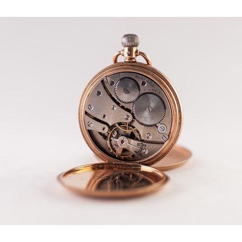 190 - LEPP'S PEEL LEVER, 9ct GOLD FULL HUNTER POCKET WATCH with Swiss keyless movement, white arabic dial ... 