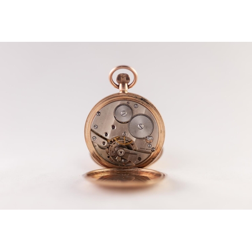 184 - 9ct GOLD FULL HUNTER POCKET WATCH with Swiss keyless movement, white roman dial inscribed Street & C... 